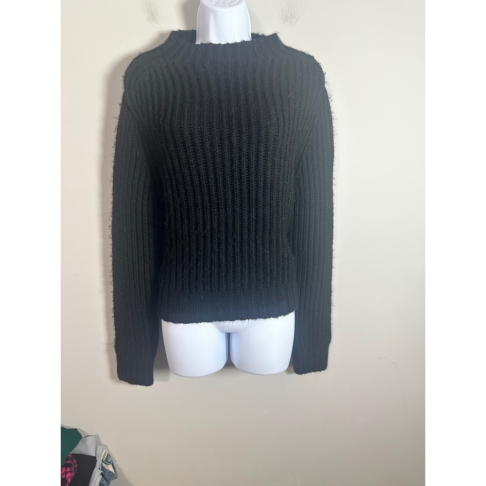 Kate Spade Saturday Black Ribbed Knit Wool Blend Pullover Sweater Womens Medium